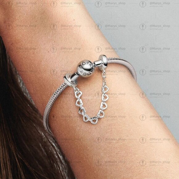 Pandora Linked Hearts Safety Chain - Picture 2 of 2